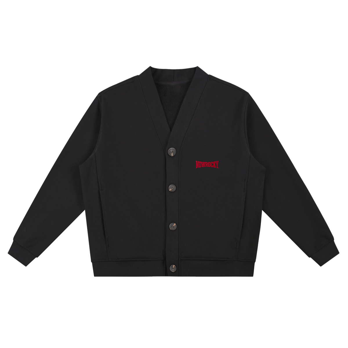 Bluza Kardigan Heavyweight V-Neck – Nowrocky™ — bluza rozpinana w serek, ujęcie z przodu