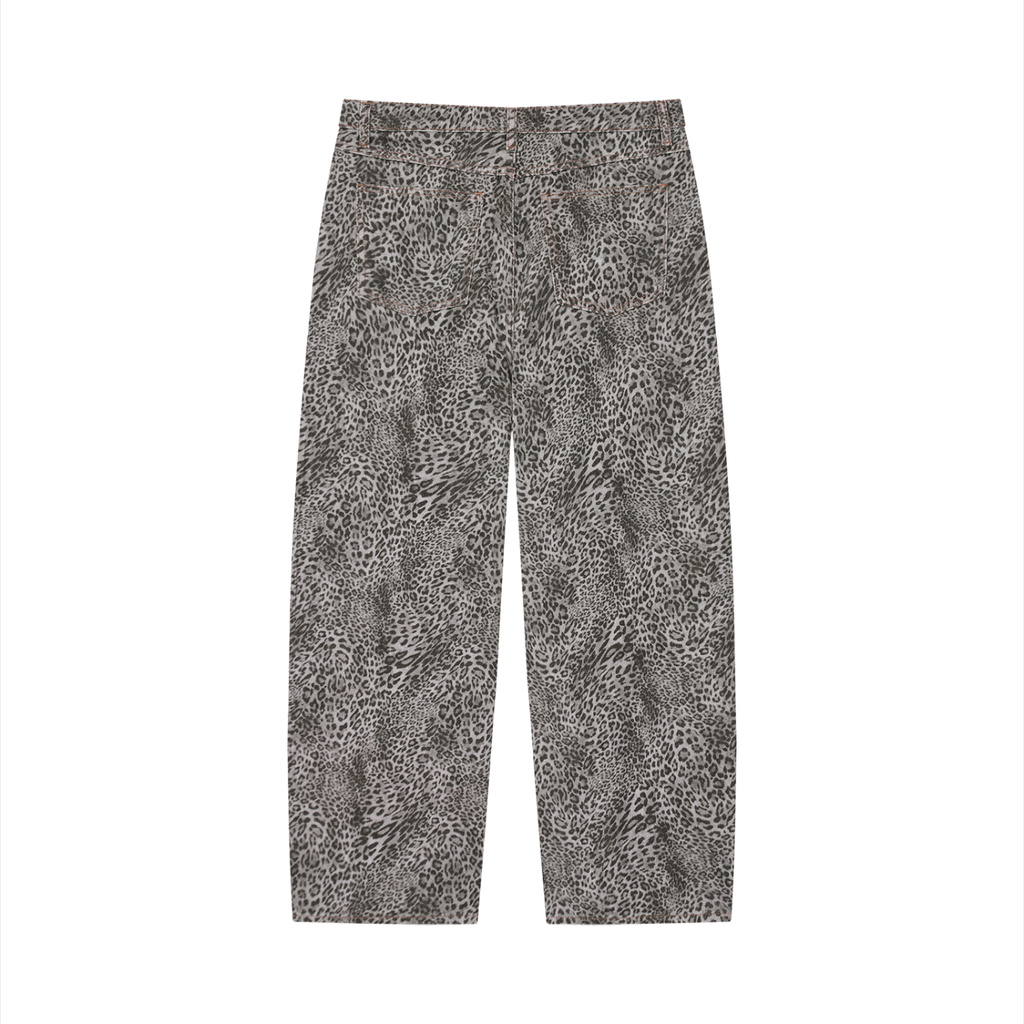 Jeansy Leopard Vintage Wash Wide Leg – Nowrocky™ — spodnie jeansowe od tyłu, wzór leopard