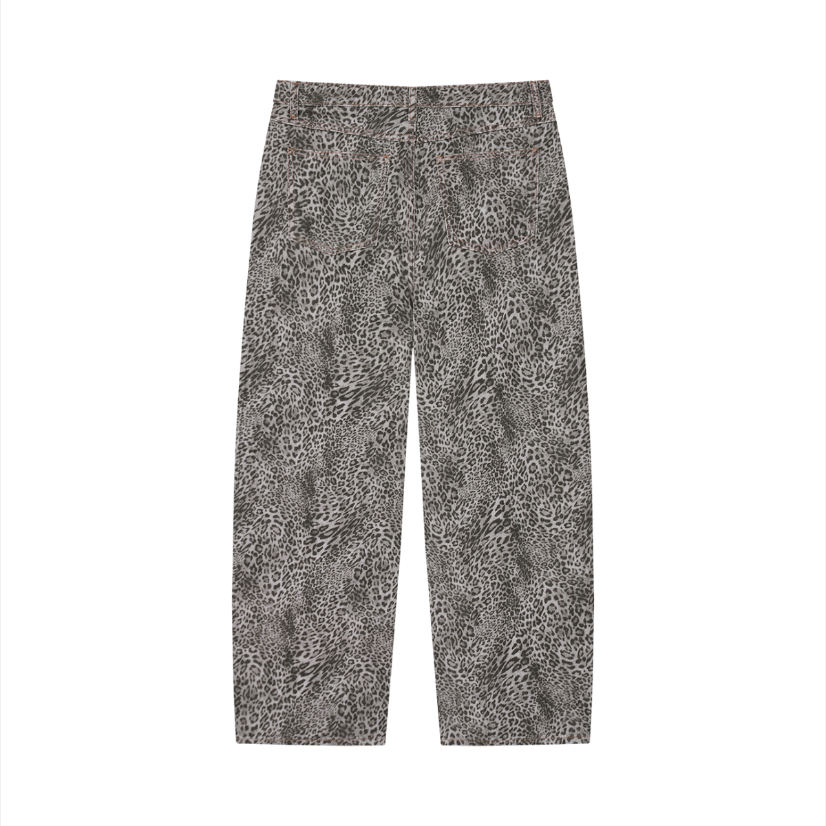 Jeansy Leopard Vintage Wash Wide Leg – Nowrocky™ — spodnie jeansowe od tyłu, wzór leopard