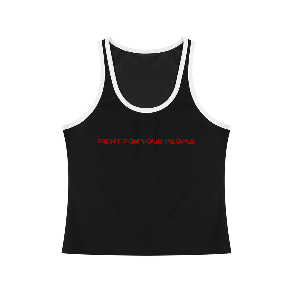Tank Top Crop Contrast Trim – Nowrocky™ — krótki top na ramiączkach z kontrastową lamówką, przód