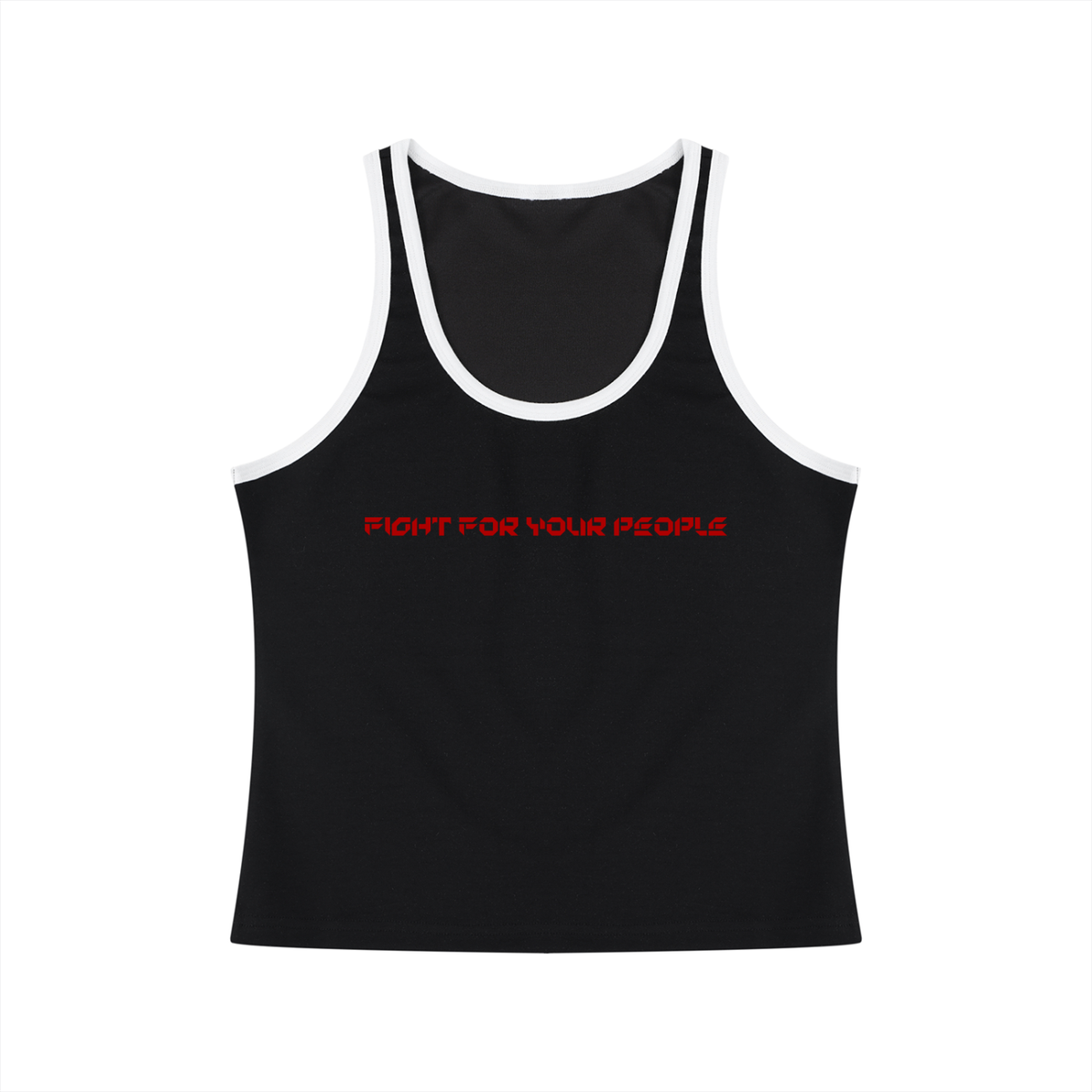 Tank Top Crop Contrast Trim – Nowrocky™ — krótki top na ramiączkach z kontrastową lamówką, przód