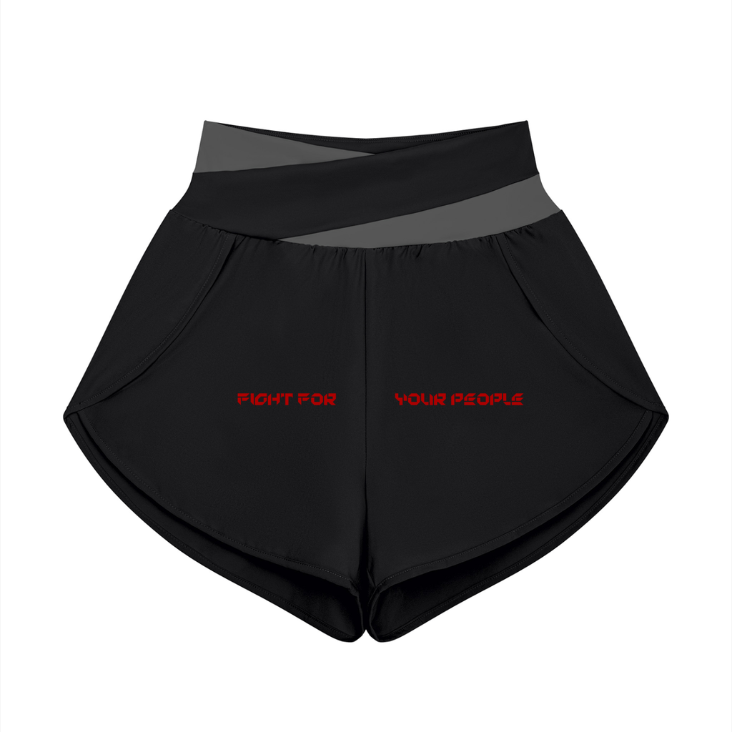 Szorty Panelowe 2-w-1 – Nowrocky™ — damskie szorty sportowe 2-w-1 z panelami, ujęcie z przodu na modelce