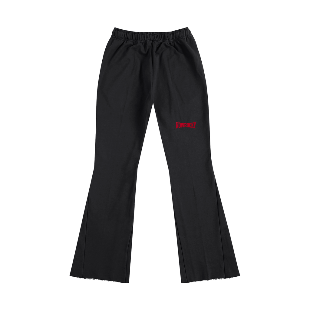 Spodnie Dresowe Flare Raw Edge – Nowrocky™ — dres flare z surowymi krawędziami, widok z tyłu