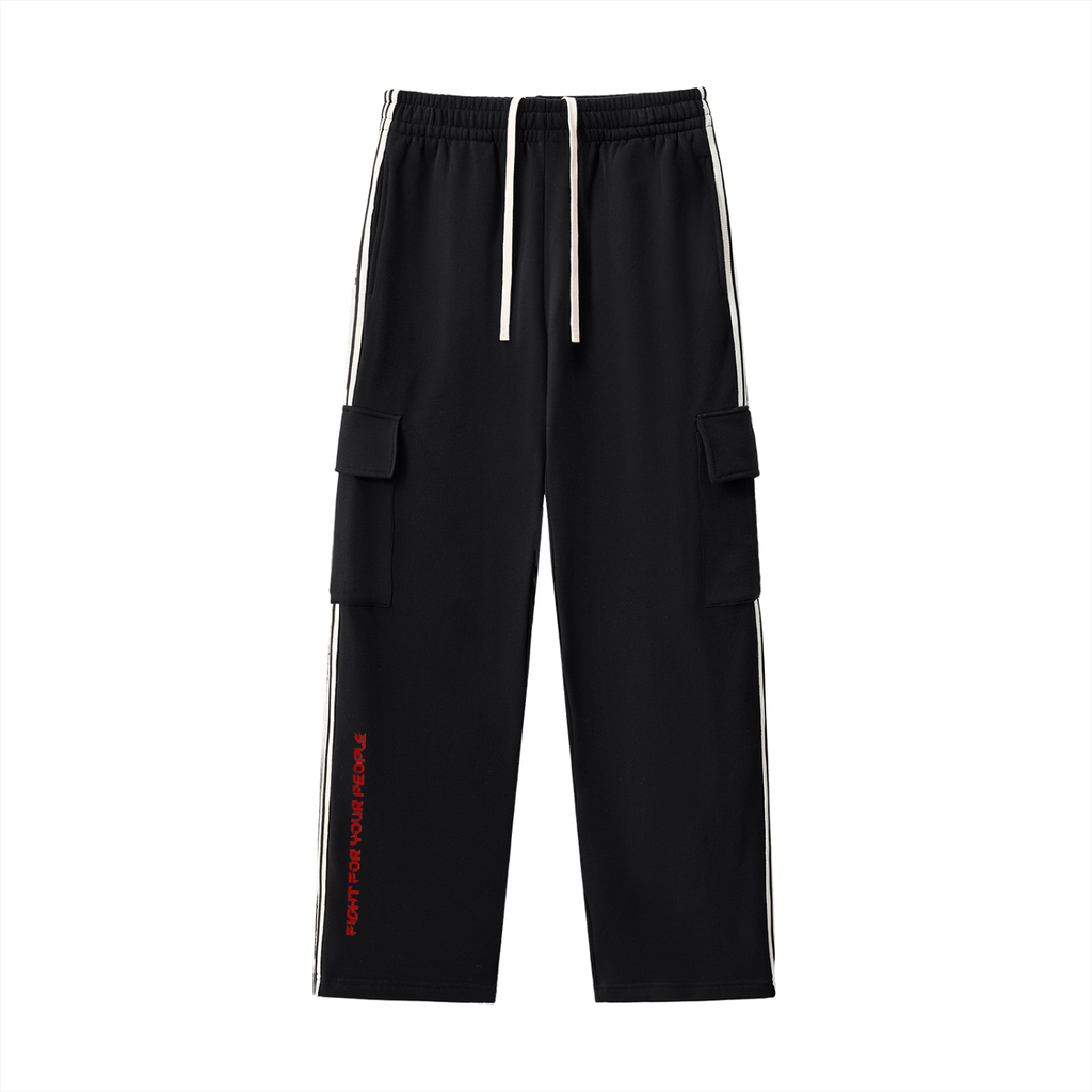 Spodnie Cargo Side Stripe Straight Leg – Nowrocky™ — spodnie cargo z lampasem, ujęcie z przodu