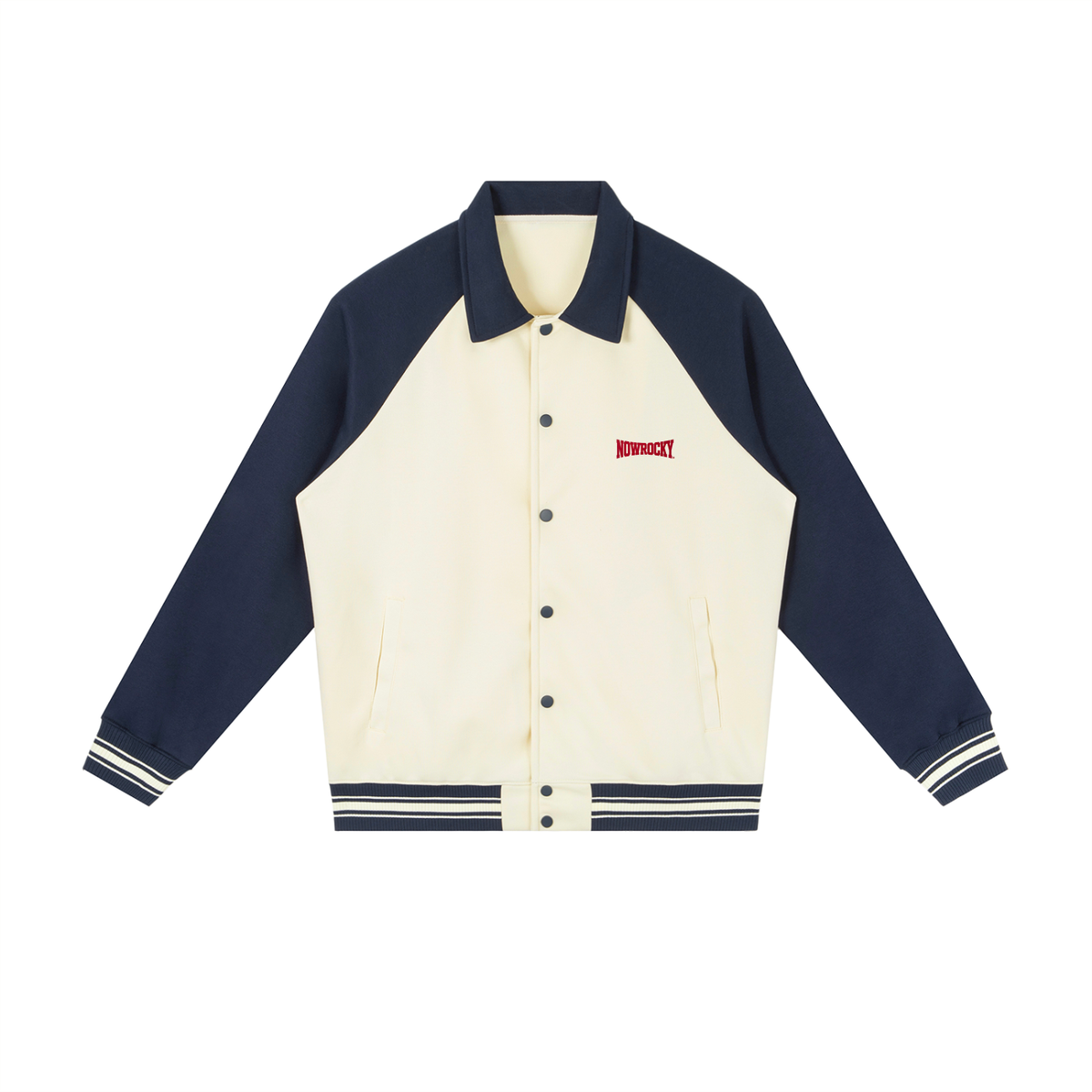 Kurtka Baseball Contrast Raglan – Nowrocky™ — ściągacz kołnierza w prążki