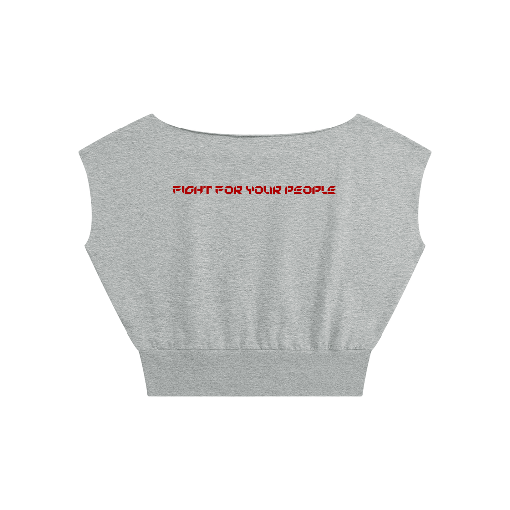 T-shirt Boatneck Raw Edge Crop – Nowrocky™ — kadr trzy czwarte sylwetki