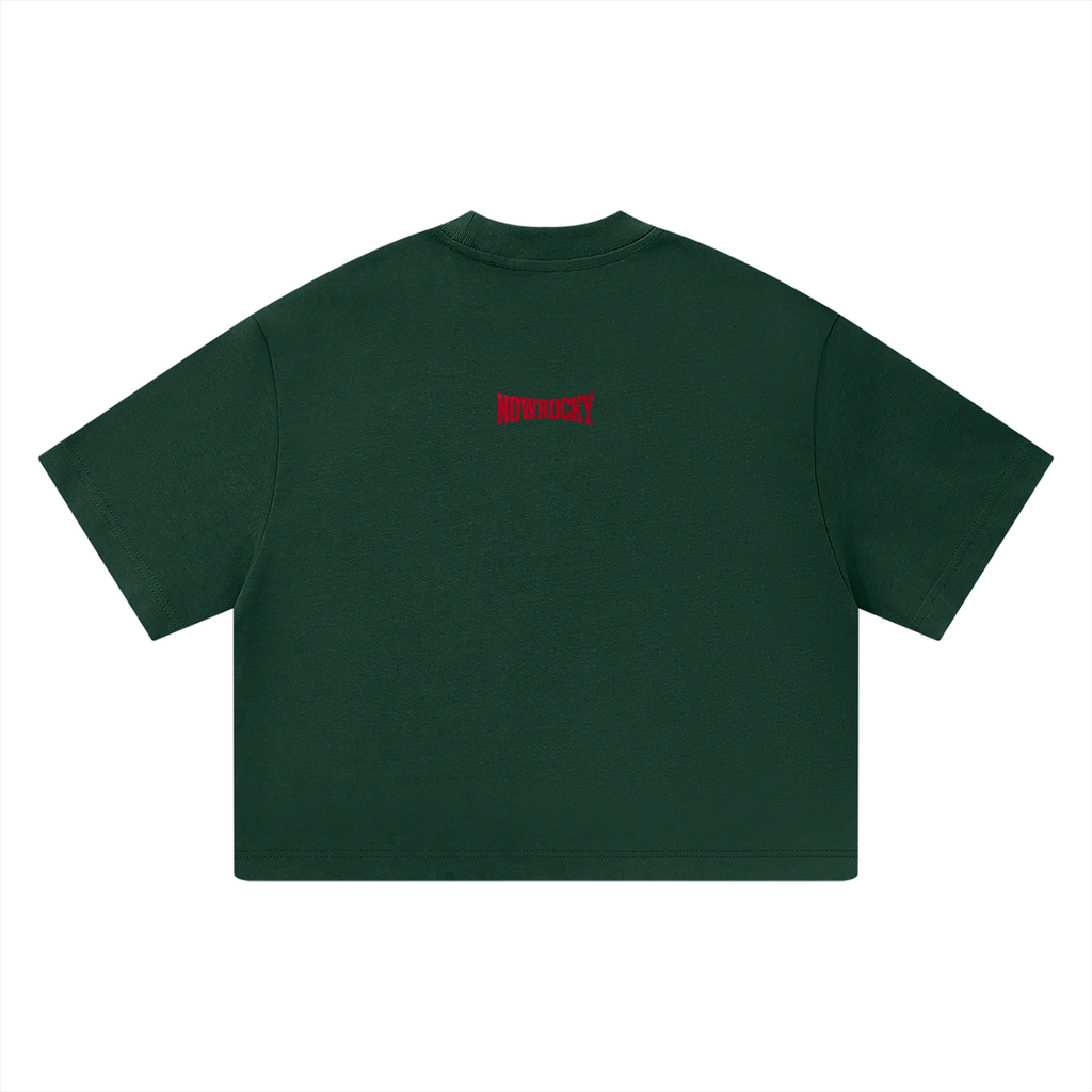 T-shirt Heavyweight Boxy Crop – Nowrocky™ — kadr trzy czwarte sylwetki