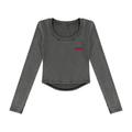 Longsleeve Crop Vintage Wash – Nowrocky™ — krótka koszulka z długim rękawem, widok z przodu