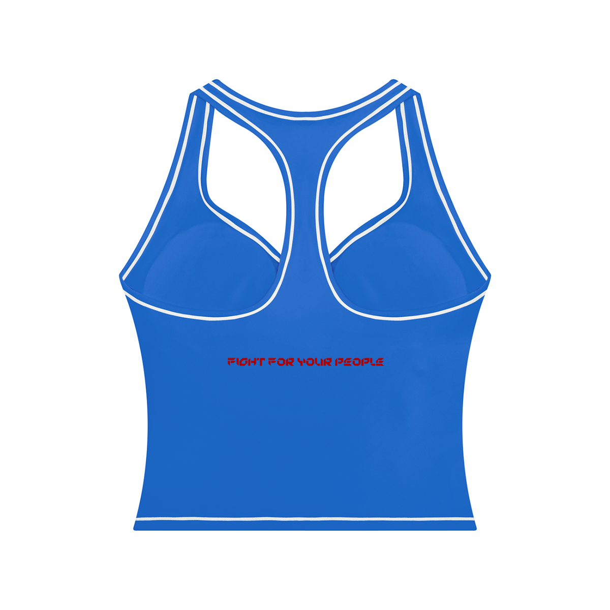 Tank Top Racerback Contrast Stitch – Nowrocky™ — układ na płasko, pełny obrys kroju