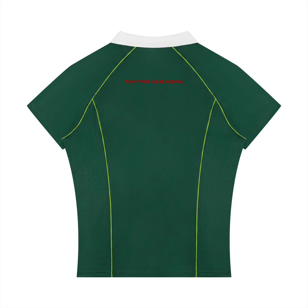 Polo Damskie Quarter-Zip Contrast Collar – Nowrocky™ — ujęcie trzy czwarte, dopasowany krój