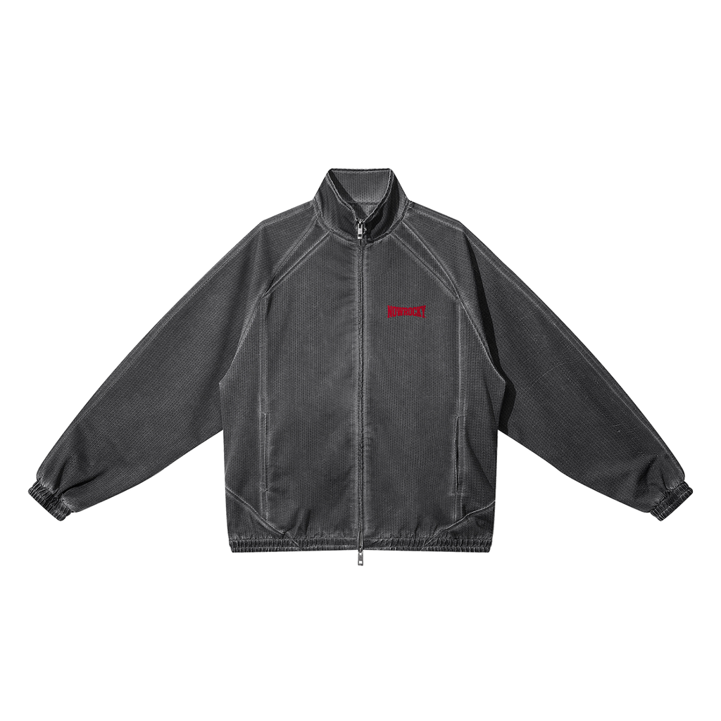 Kurtka Mesh Vintage Wash Full Zip – Nowrocky™ — kurtka na zamek z panelem mesh, przód