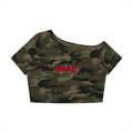 T-shirt Camo Crop Off-Shoulder – Nowrocky™ — rękaw i szew barkowy