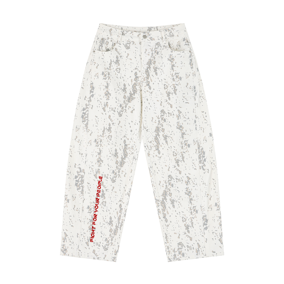 Jeansy Barrel Leg Splatter – Nowrocky™ — spodnie jeansowe o kroju barrel leg, ujęcie z przodu