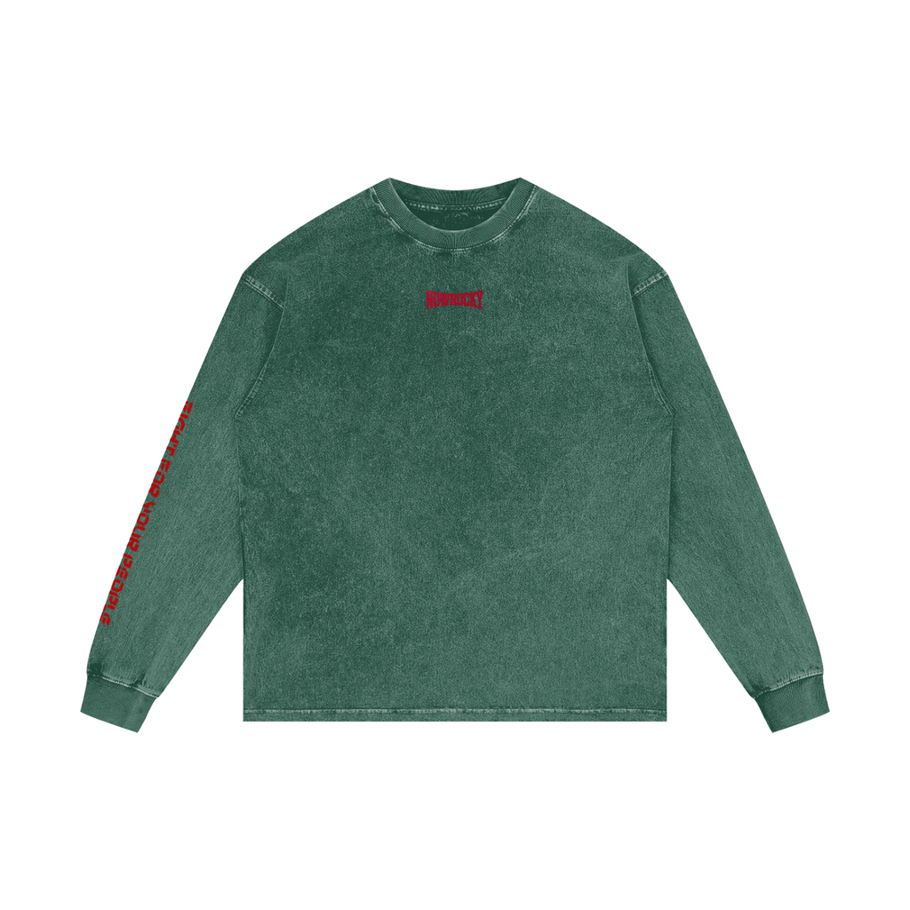 Longsleeve Acid Wash Oversize – Nowrocky™ — luźna koszulka z długim rękawem, z profilu