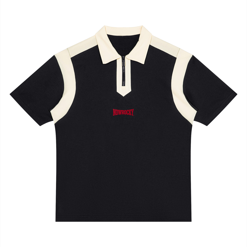 Polo Color Block Quarter Zip – Nowrocky™ — koszulka polo color block, widok z przodu