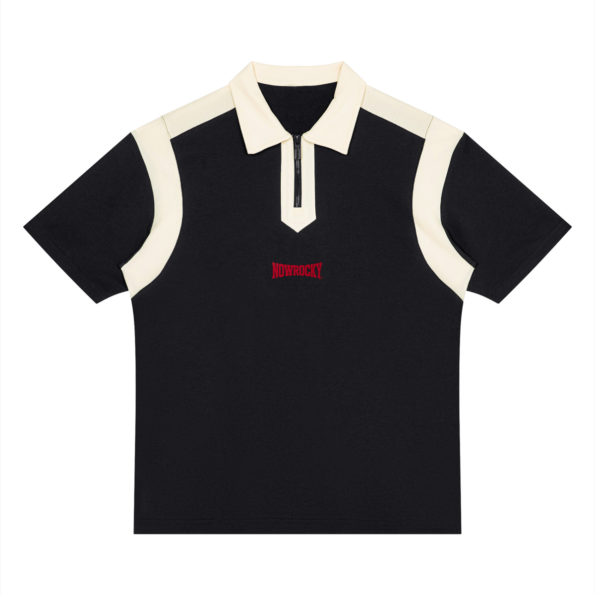 Polo Color Block Quarter Zip – Nowrocky™ — koszulka polo color block, widok z przodu