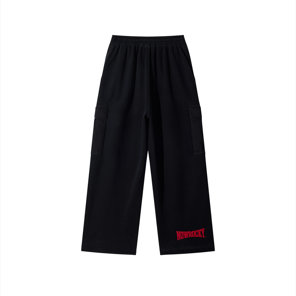 Spodnie Cargo Fleece Sunfade Wash – Nowrocky™ — spodnie bojówki z kieszeniami cargo, widok z tyłu