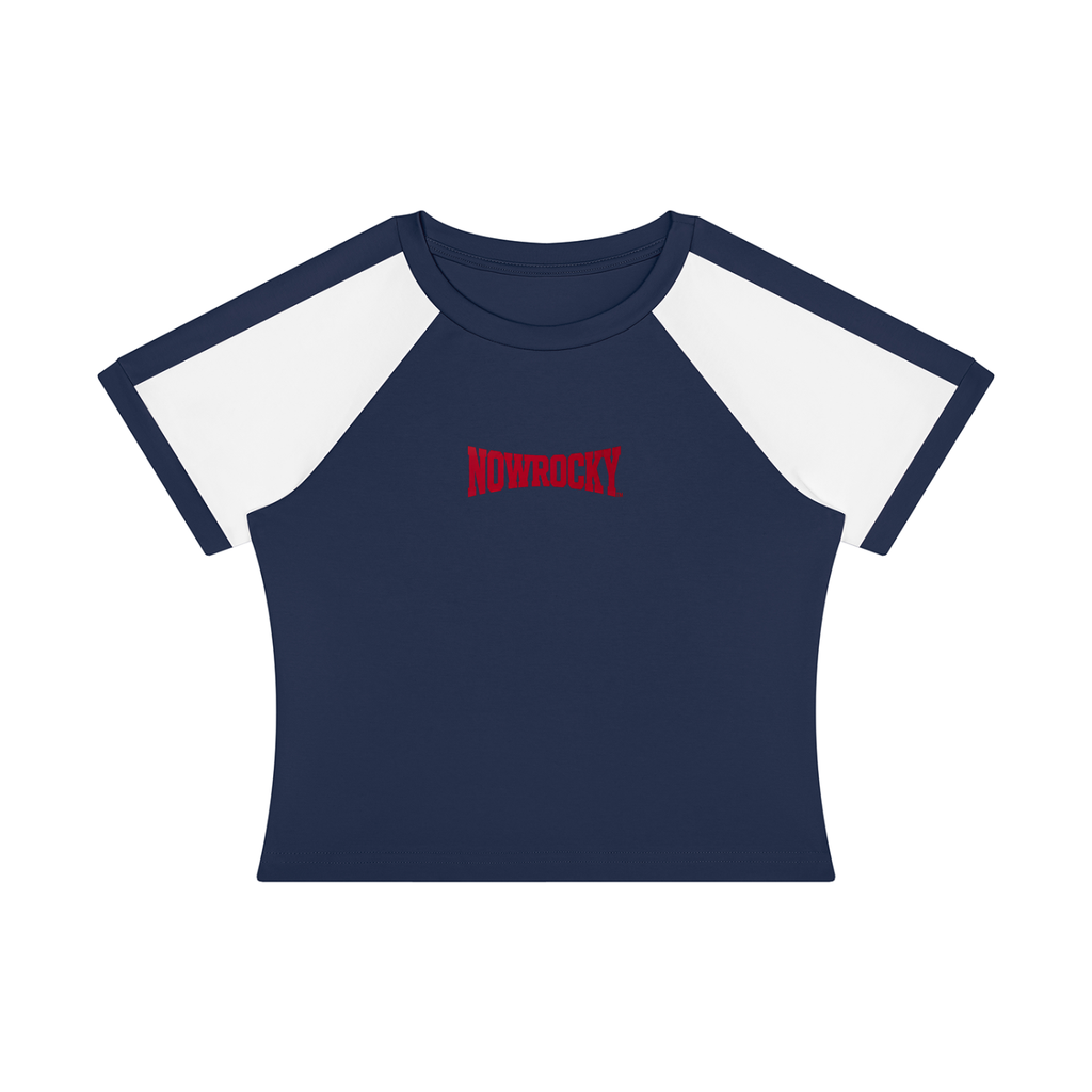 T-shirt Slim Raglan Color Block – Nowrocky™ — zbliżenie na styk dwóch kolorów na rękawie
