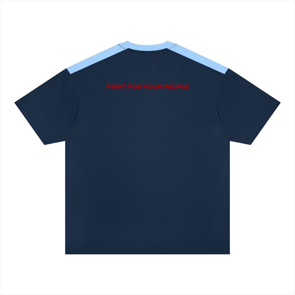 T-shirt Color Block Drop Shoulder – Nowrocky™ — dekolt i ściągacz przy szyi