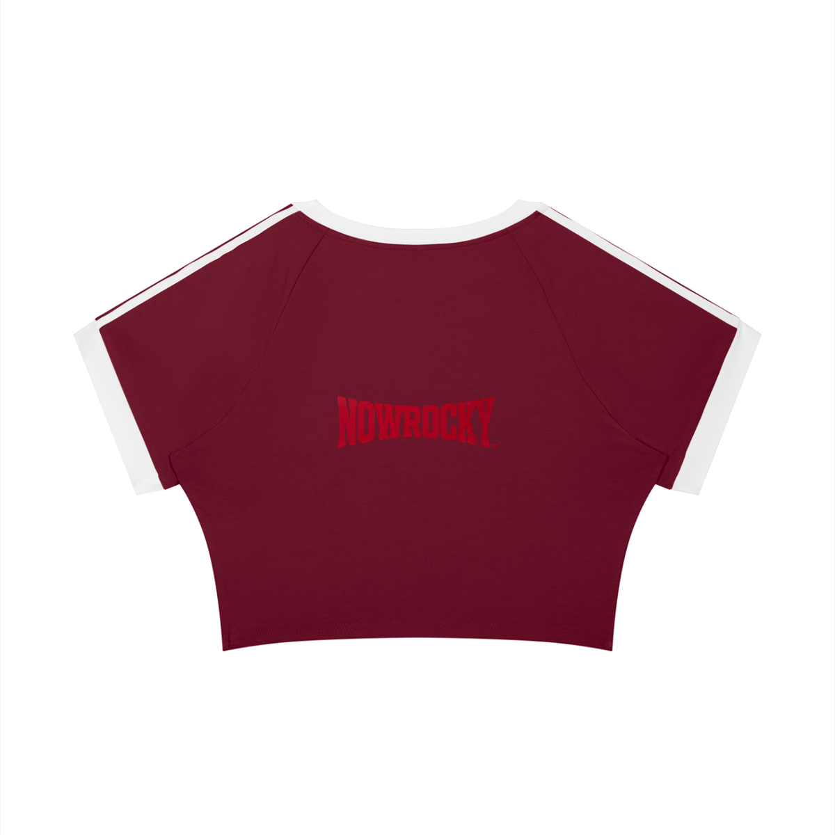 T-shirt Damski Raglan Crop Contrast Tape – Nowrocky™ — dolna krawędź kroju crop
