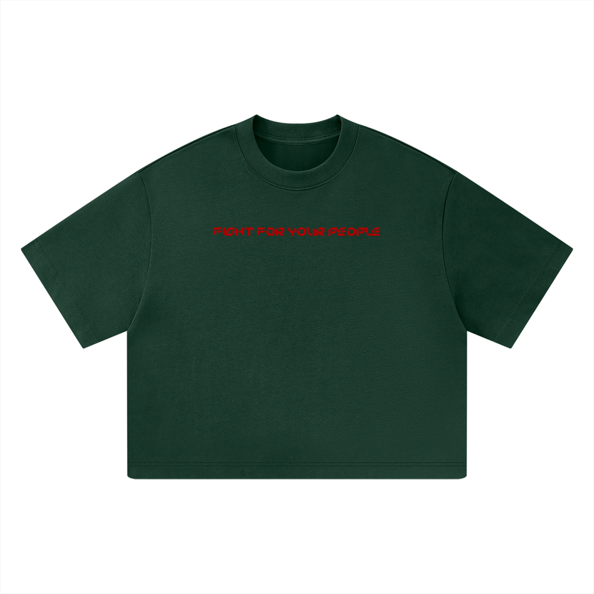 T-shirt Heavyweight Boxy Crop – Nowrocky™ — t-shirt crop z gęstej bawełny, ujęcie z profilu