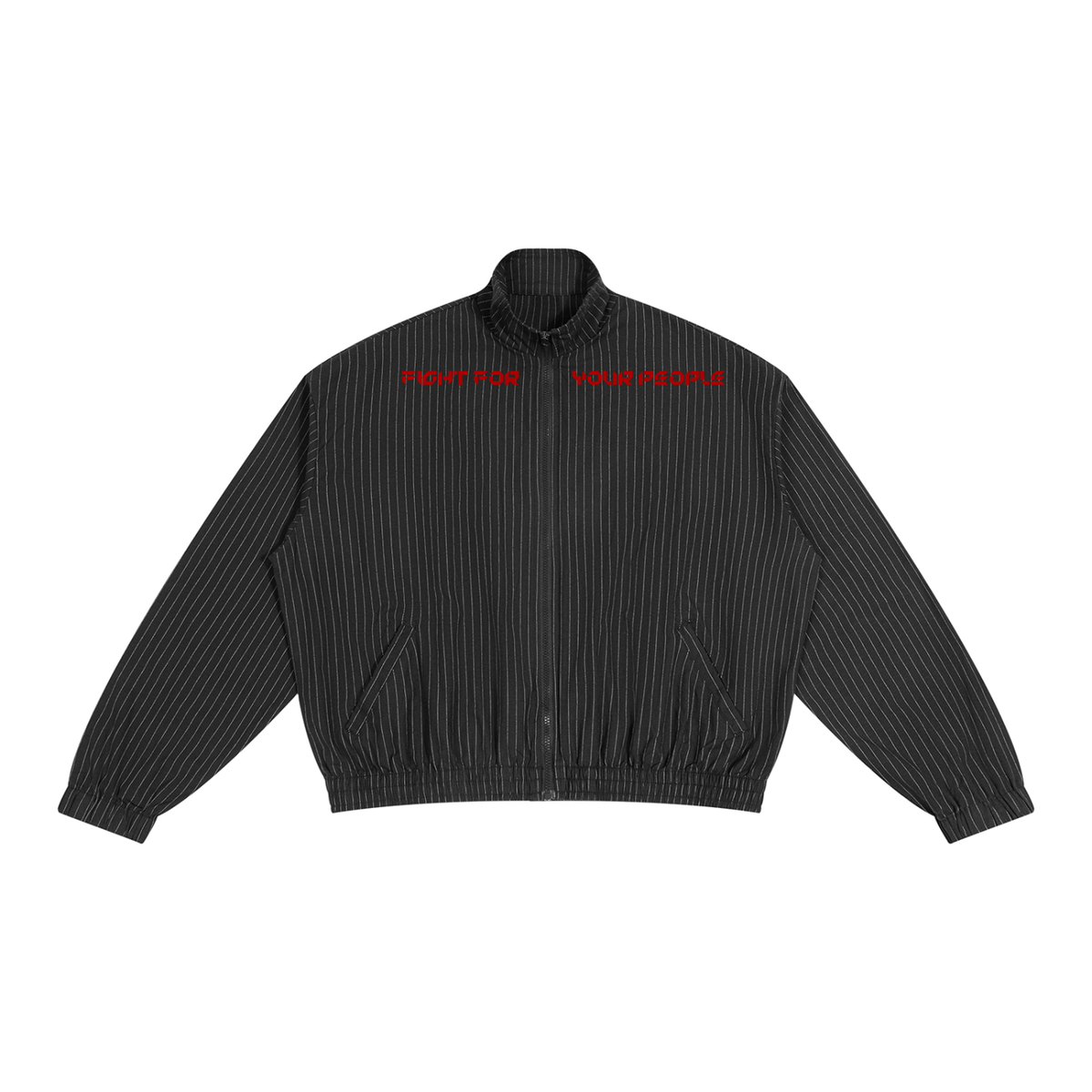 Kurtka Track Full Zip Pinstripe – Nowrocky™ — kurtka track w cienkie paski, przód