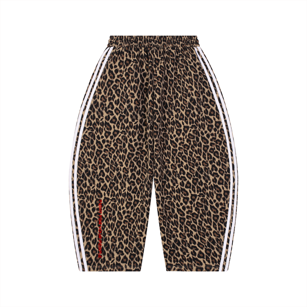 Spodnie Dresowe Leopard Barrel Leg – Nowrocky™ — ujęcie z profilu, beczkowata nogawka