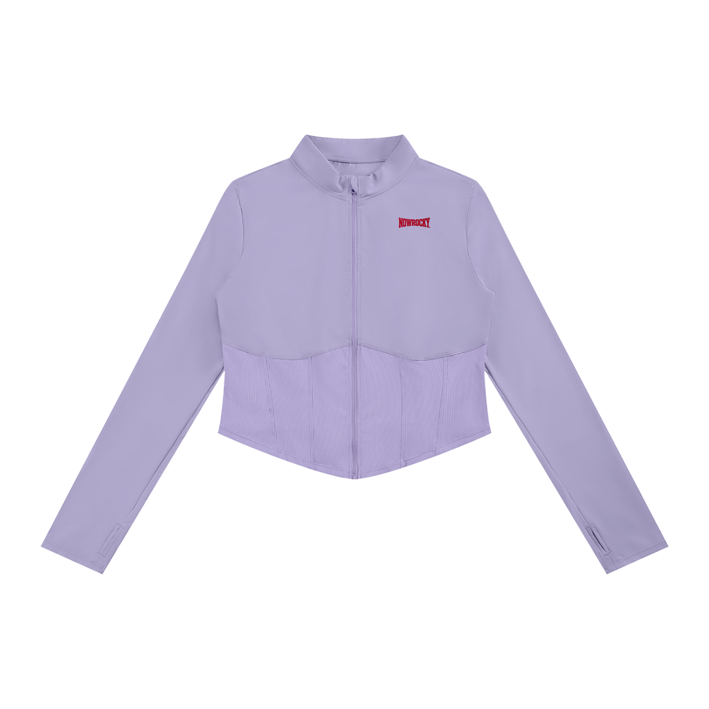 Kurtka Cropped Full-Zip Slim Fit – Nowrocky™ — kurtka na modelce, cała sylwetka