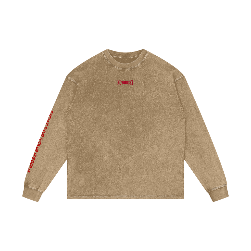 Longsleeve Acid Wash Oversize – Nowrocky™ — dolna krawędź i szew boczny