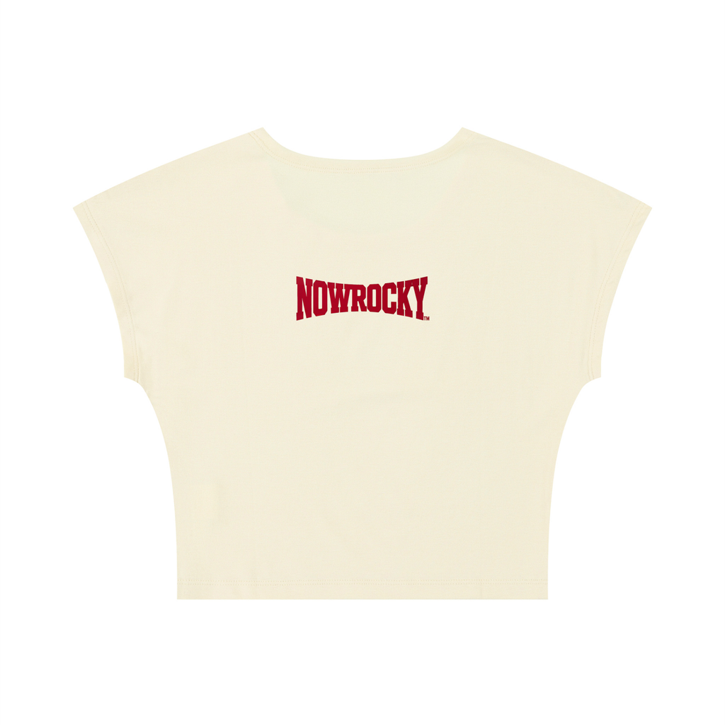 T-shirt Slim Crop – Nowrocky™ — układ na płasko, strona tylna