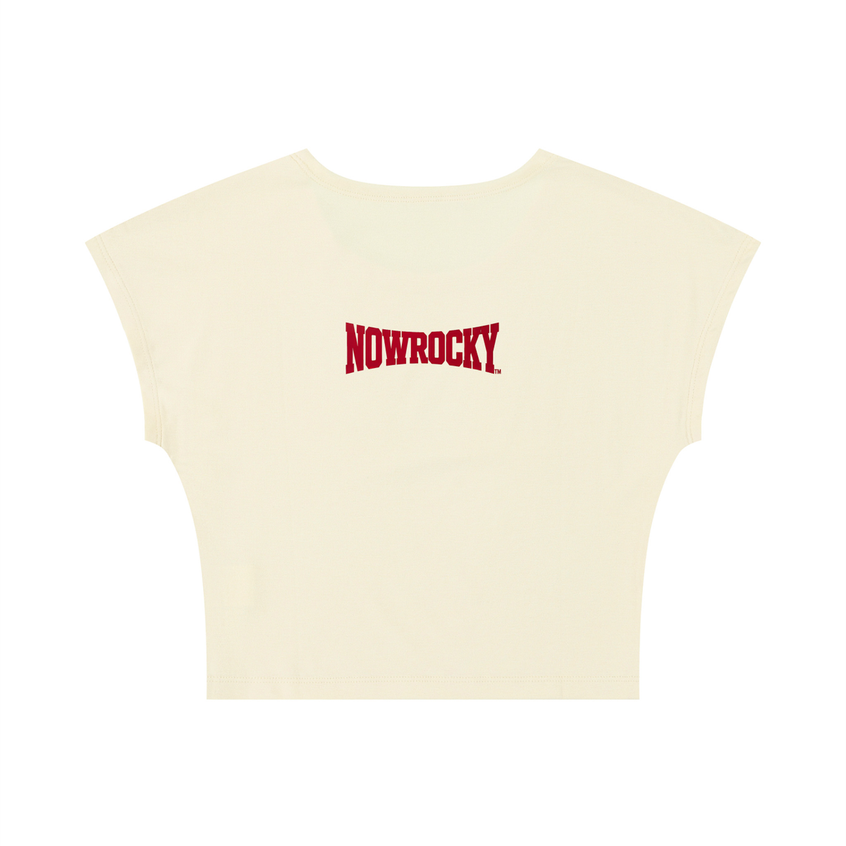 T-shirt Slim Crop – Nowrocky™ — układ na płasko, strona tylna