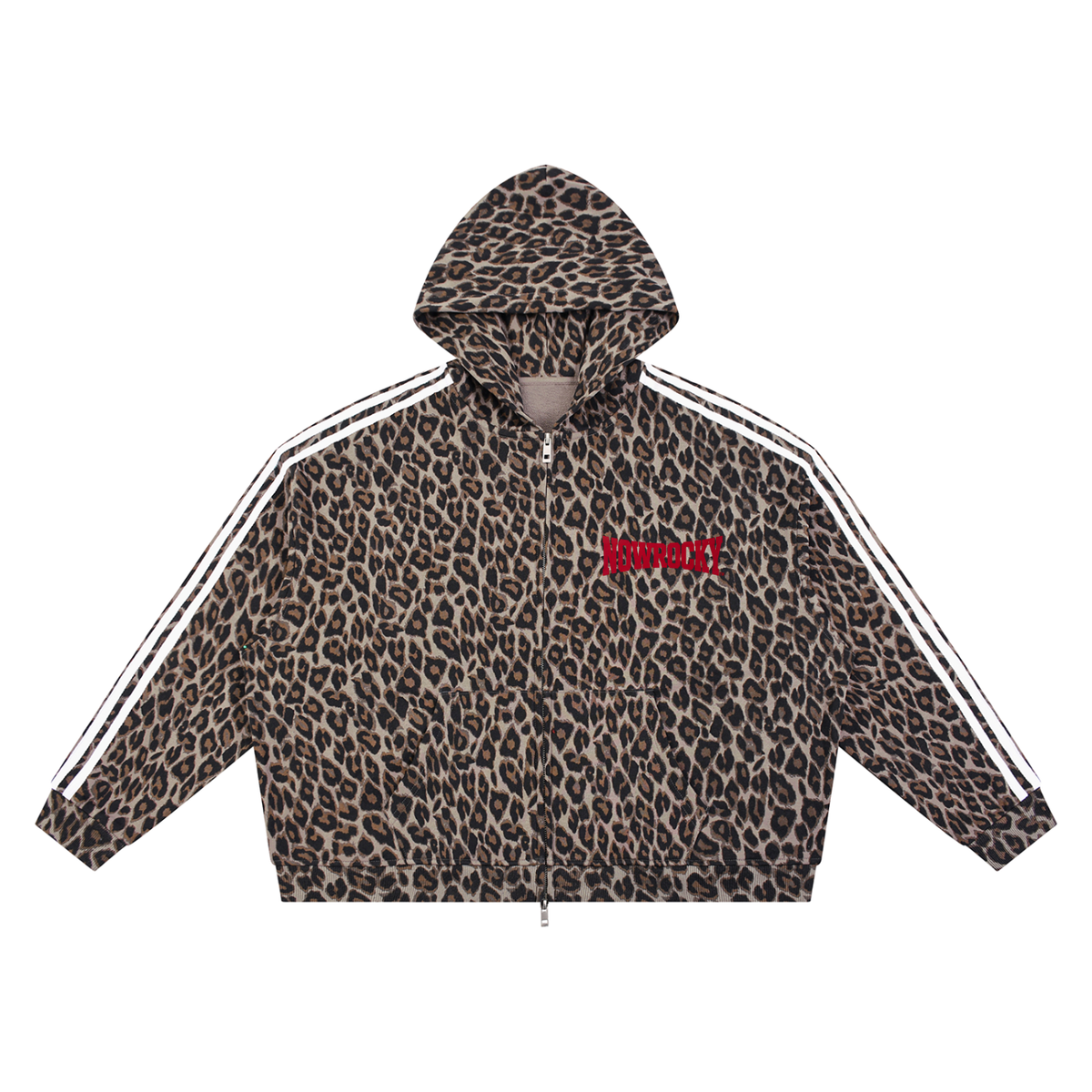 Bluza Leopard Full Zip Contrast Tape – Nowrocky™ — bluza rozpinana w panterkę, przód