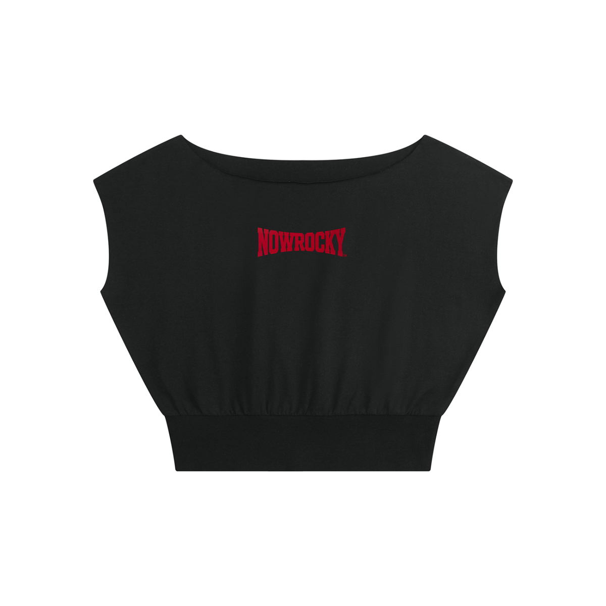 T-shirt Boatneck Raw Edge Crop – Nowrocky™ — krótka koszulka z dekoltem łódką, ujęcie z przodu