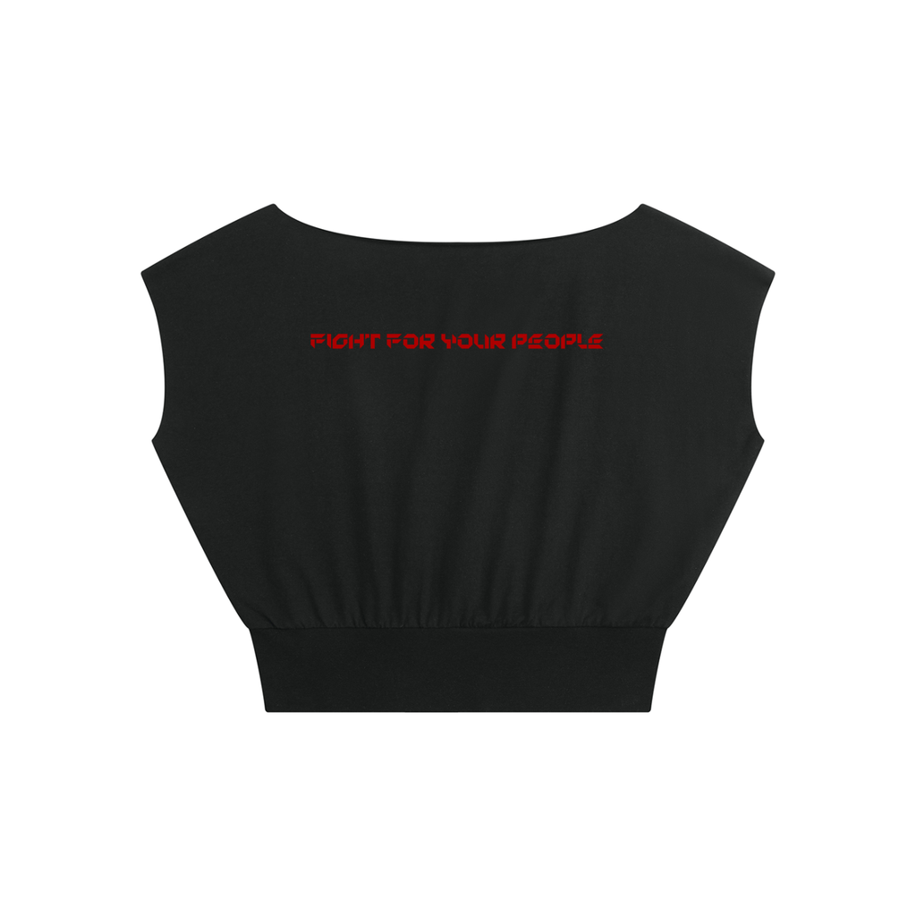T-shirt Boatneck Raw Edge Crop – Nowrocky™ — koszulka crop z surową krawędzią, widok z tyłu
