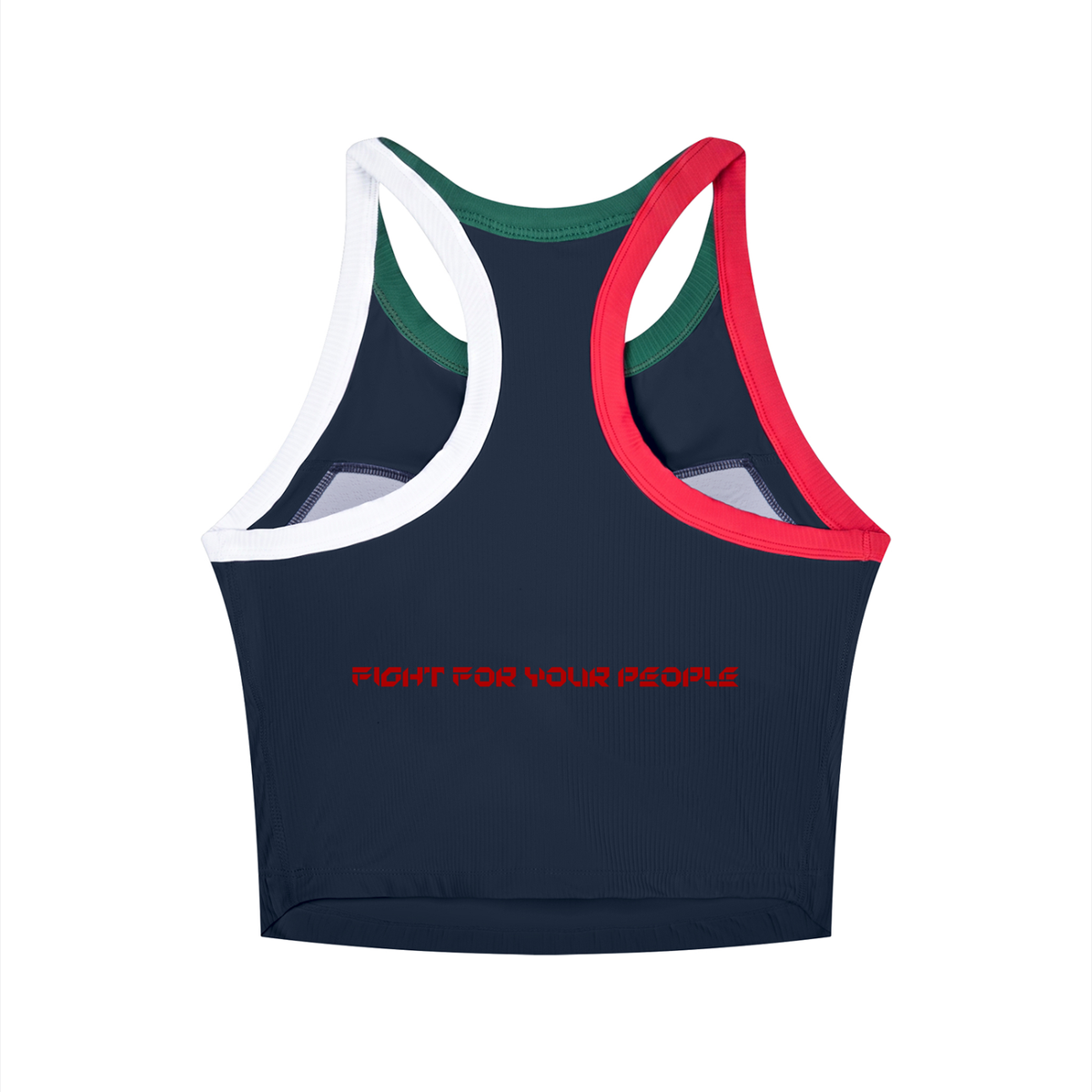 Tank Top Color Block Prążkowany – Nowrocky™ — układ na płasko, pełny obrys kroju