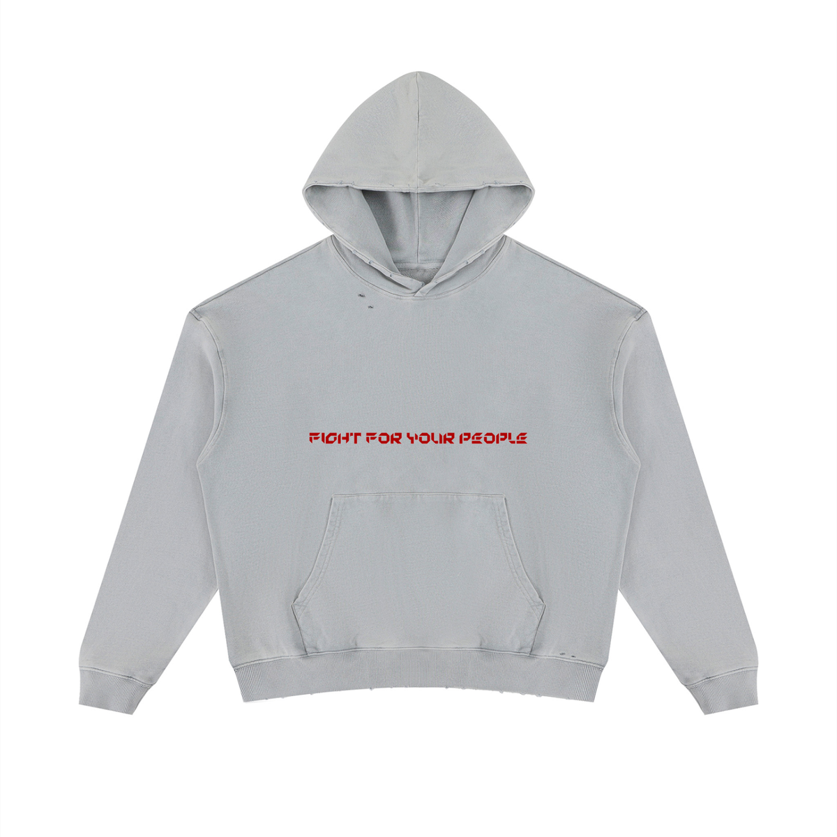 Bluza z Kapturem Distressed Mineral Wash w kolorze cementowy szary – Nowrocky (streetwear)