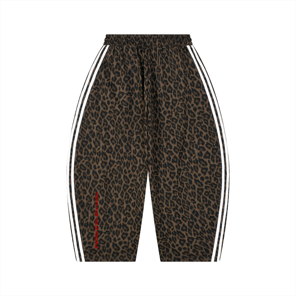 Spodnie Dresowe Leopard Barrel Leg – Nowrocky™ — gumka w pasie ze sznurkiem