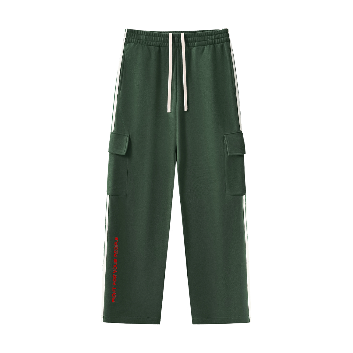 Spodnie Cargo Side Stripe Straight Leg – Nowrocky™ — spodnie cargo na modelu, cała sylwetka