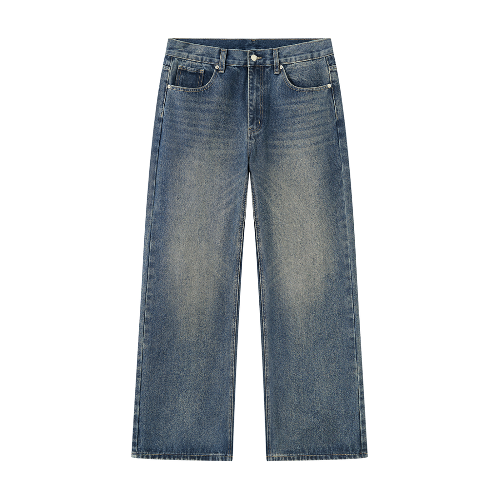 Jeansy Straight Leg Vintage Wash – Nowrocky™ — spodnie jeansowe o prostym kroju, przód