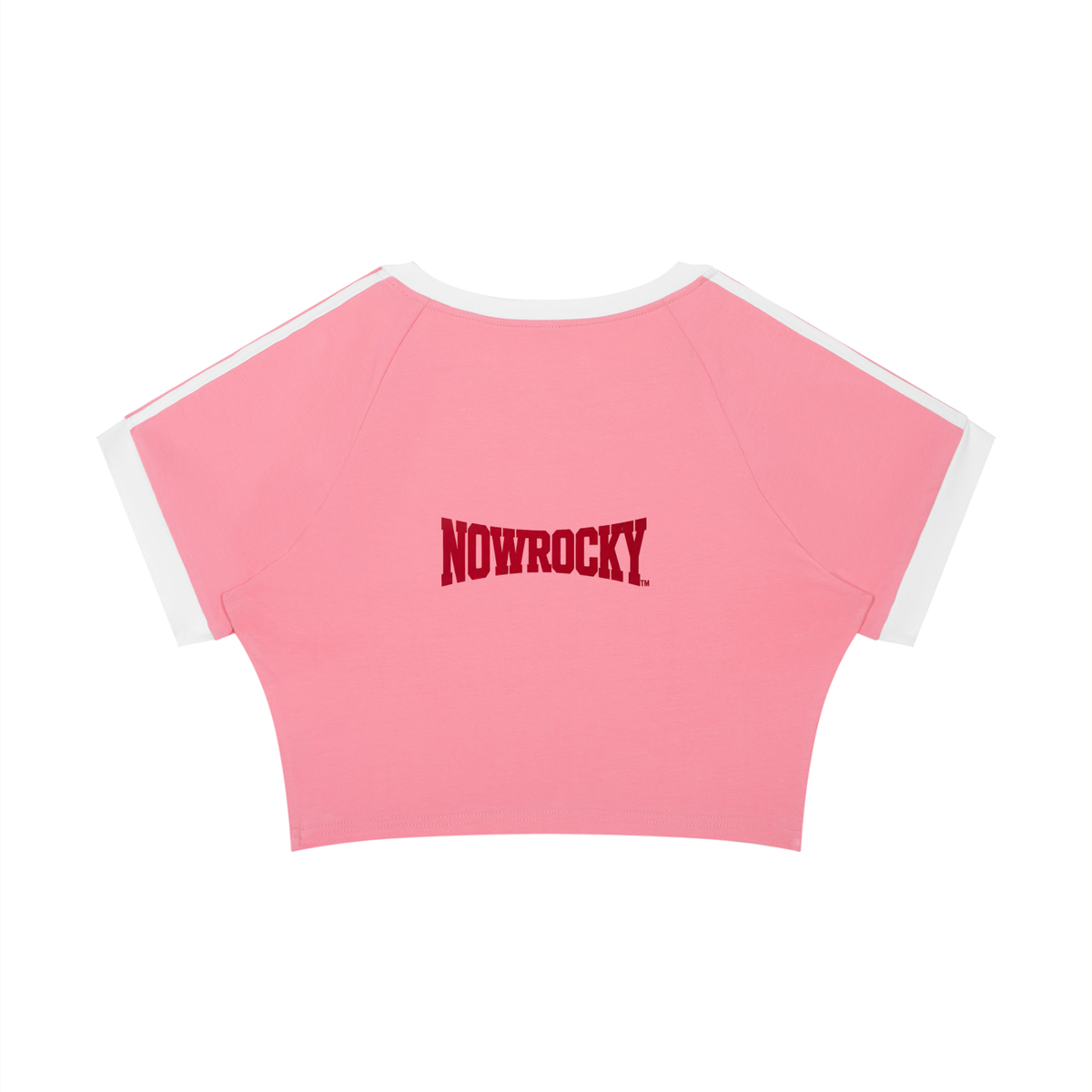 T-shirt Damski Raglan Crop Contrast Tape – Nowrocky™ — wykończenie dekoltu ściągaczem