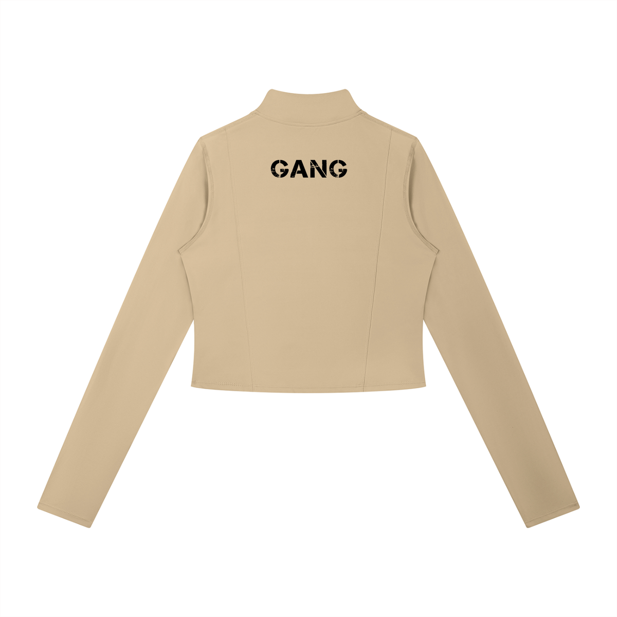 Kurtka Cropped Full-Zip Stójka – Nowrocky™ — stójka i suwak zamka, zbliżenie