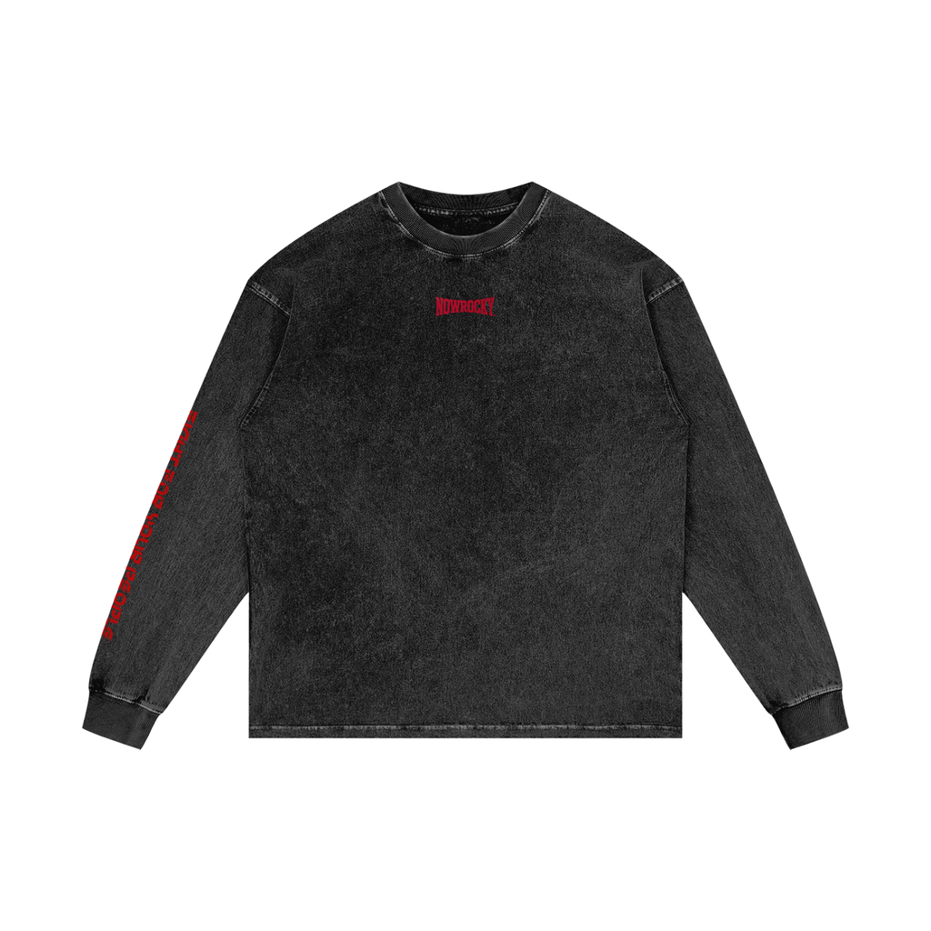 Longsleeve Acid Wash Oversize – Nowrocky™ — oversizowa koszulka z długim rękawem, z przodu