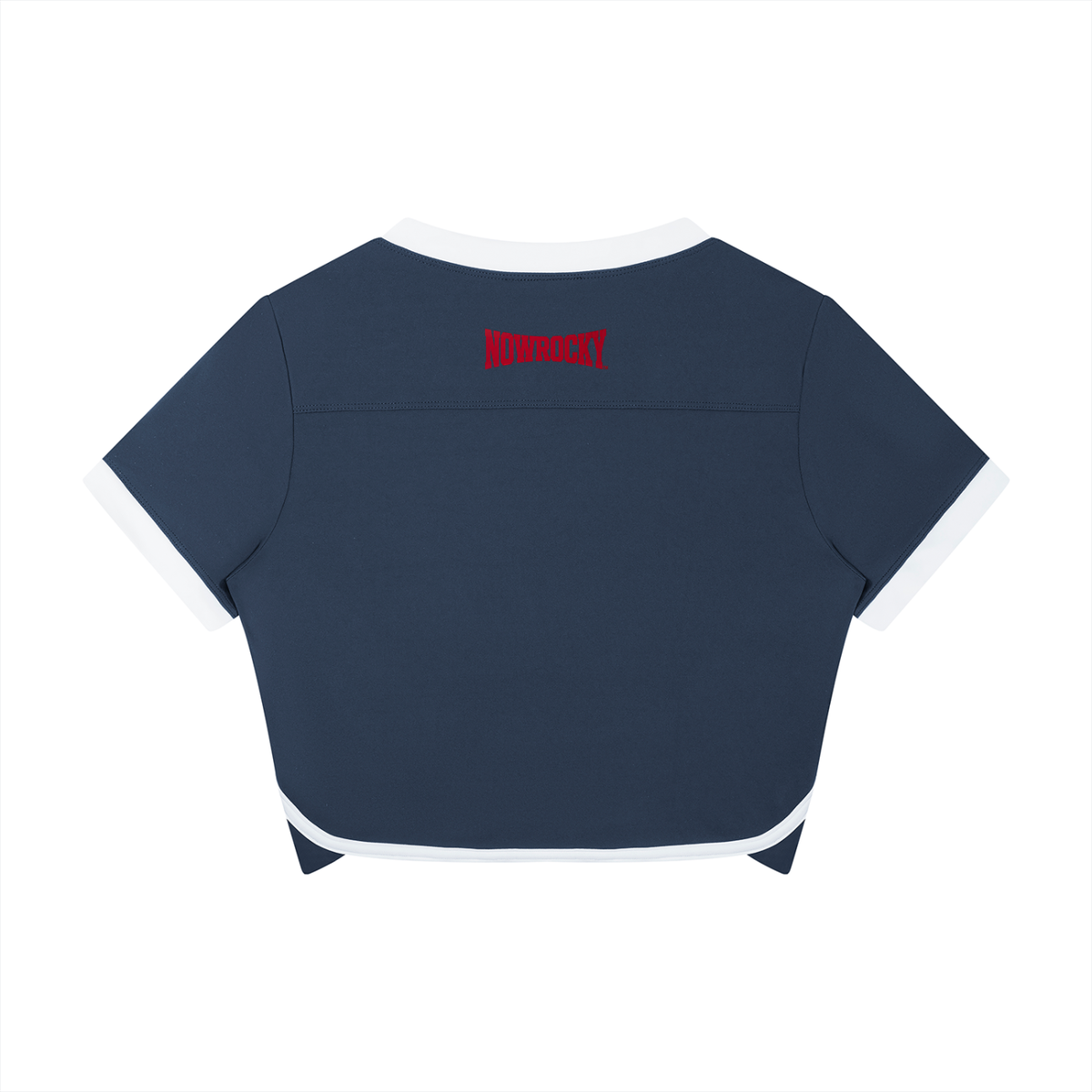 T-shirt Cropped Color Block – Nowrocky™ — zbliżenie na linię łączenia dwóch barw