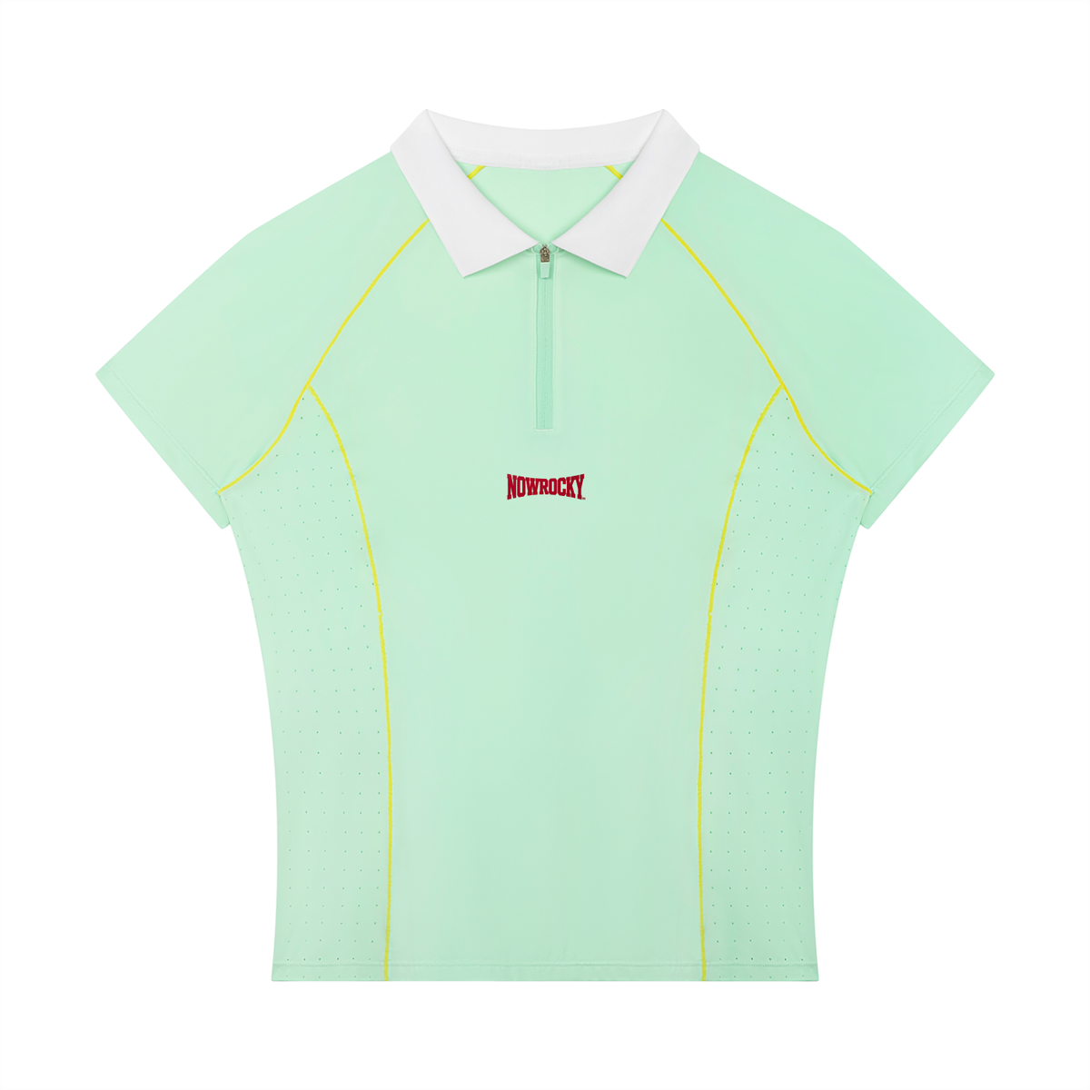 Polo Damskie Quarter-Zip Contrast Collar – Nowrocky™ — polo z profilu, kontrastowy kołnierzyk