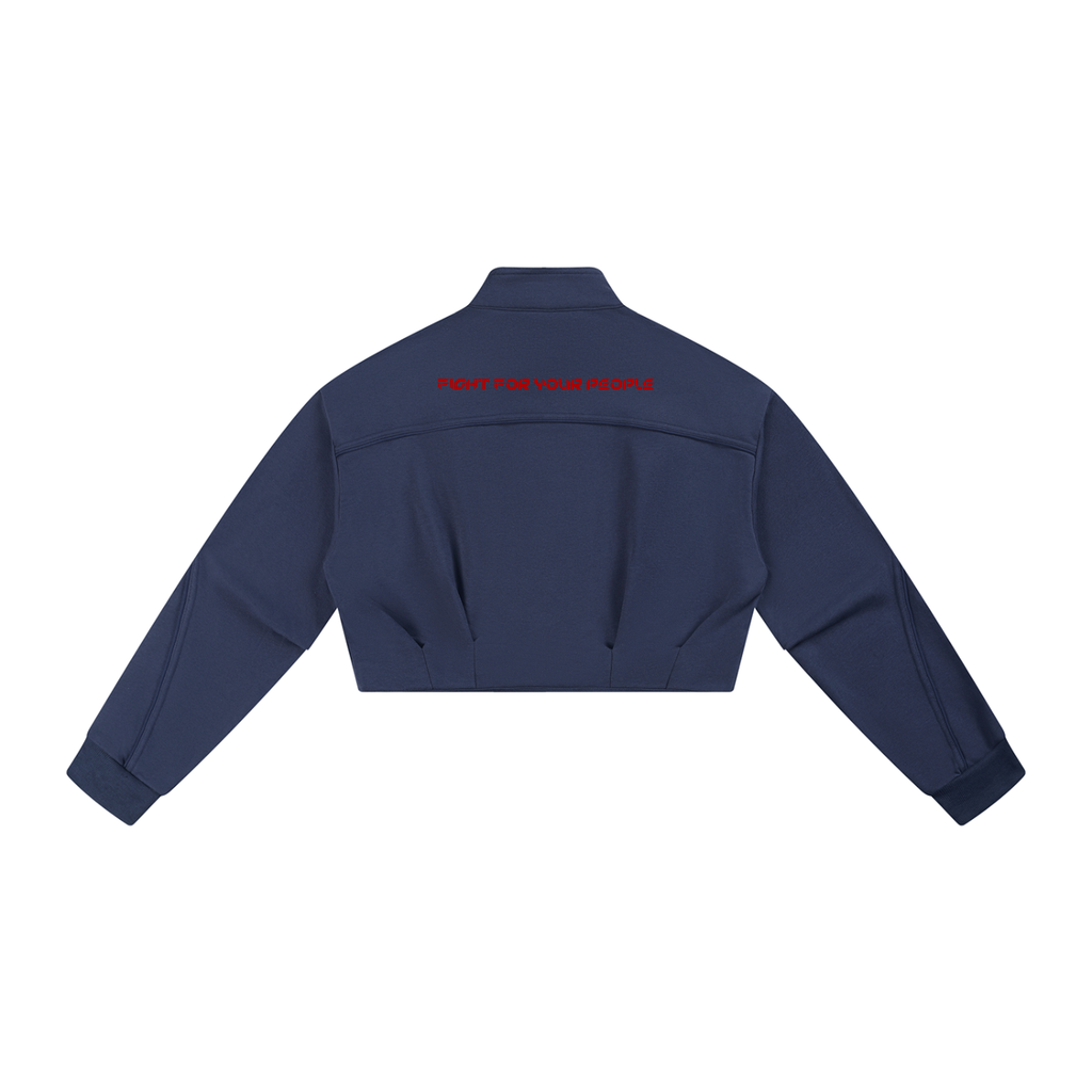 Kurtka Damska Cropped ze Stójką – Nowrocky™ — dolna krawędź kroju cropped