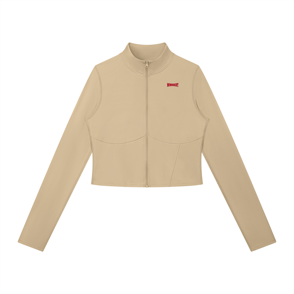 Kurtka Cropped Full-Zip Stójka – Nowrocky™ — kurtka na modelce, cała sylwetka