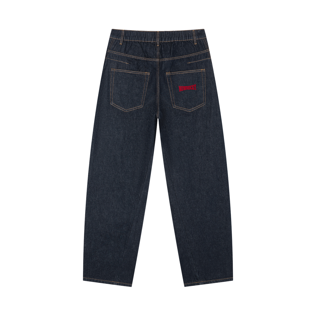 Jeansy Barrel Leg Vintage Wash – Nowrocky™ — jeansy w spraniu vintage, widok z tyłu