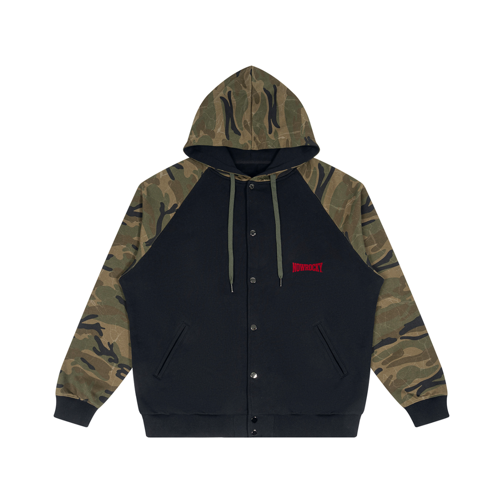 Bluza z Kapturem Camo Raglan Zip w kolorze czarne moro – Nowrocky (streetwear)