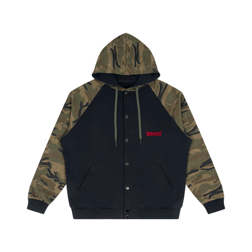 Bluza z Kapturem Camo Raglan Zip w kolorze czarne moro – Nowrocky (streetwear)
