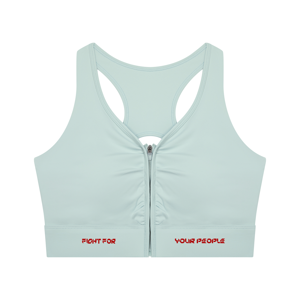 Biustonosz Sportowy Cropped Zip Racerback – Nowrocky™ — stanik na modelce, cała sylwetka